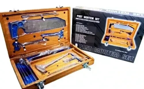 Post Mortem Instrument Set / Autopsy / Dissection Kit Anatomy 19Pcs Wooden Box