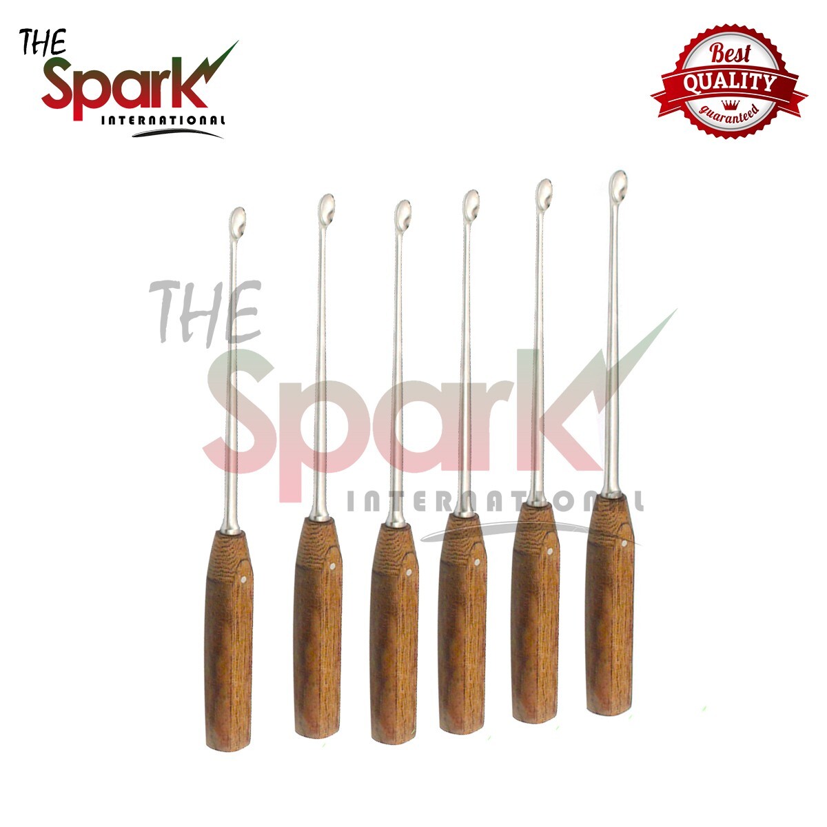 Set of 6 Pcs Halle Bone Curette Fiber Handle Orthopedic Surgical Instruments