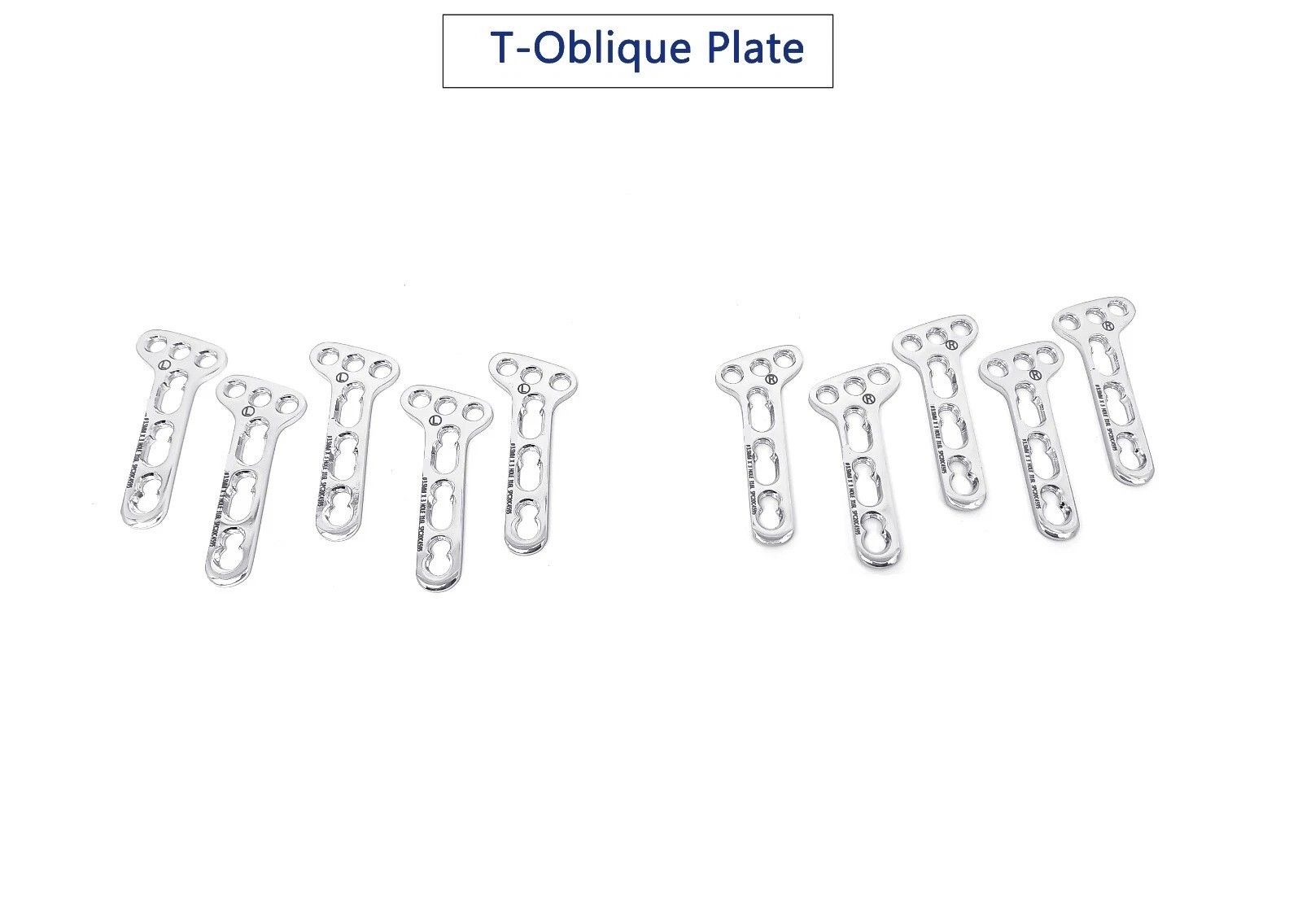 Veterinary T Oblique Plate 3.5mm Set of 10pcs of 3 Hole (5L / 5R) Instruments SS