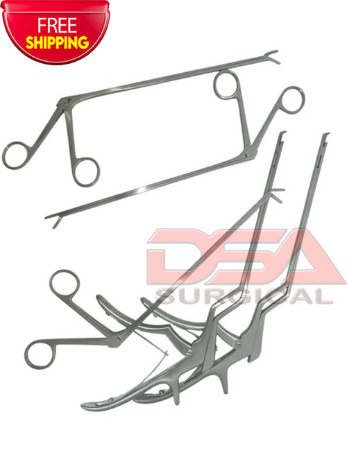 Kerrison Bayonet Rongeur 3mm 2Pcs & 3 Pcs Cushing Pituitary Forceps 3mm Set Of