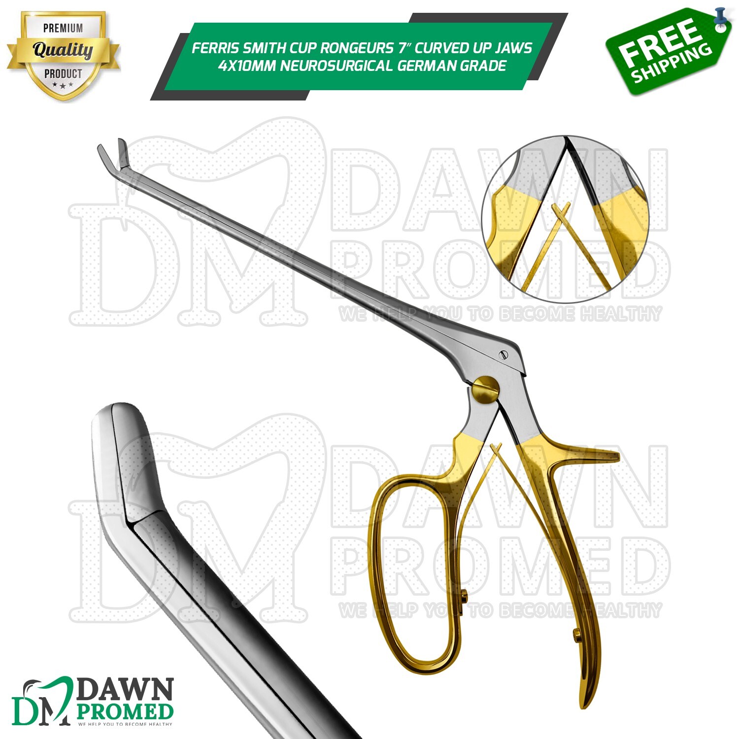Ferris Smith Cup Rongeurs 7” Curved Up Jaws 4x10mm Neurosurgical German Grade