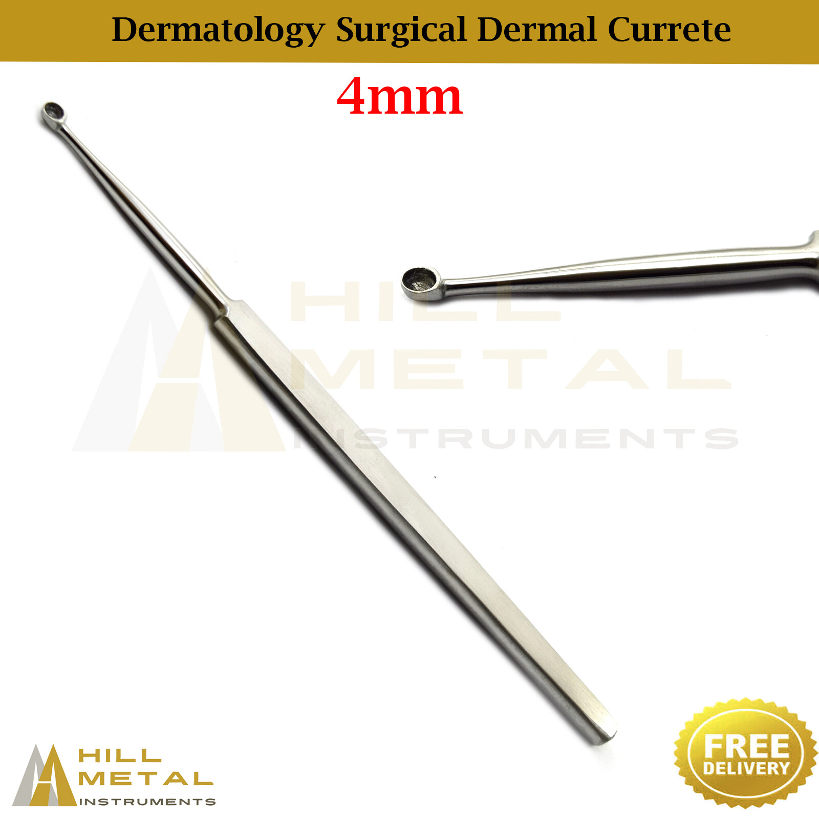Dermal Surgical Curette 4mm Medial Dermatologist Surgery Skin Care Podiatry Tool