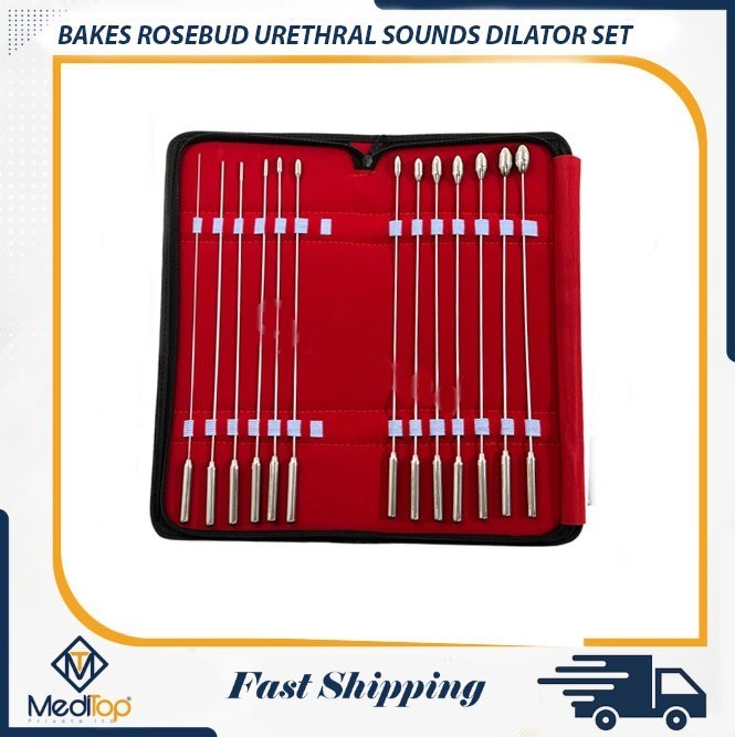 PREMIUM O.R GRADE BAKES ROSEBUD URETHRAL SOUNDS DILATOR SET SURGICAL INSTRUMENTS