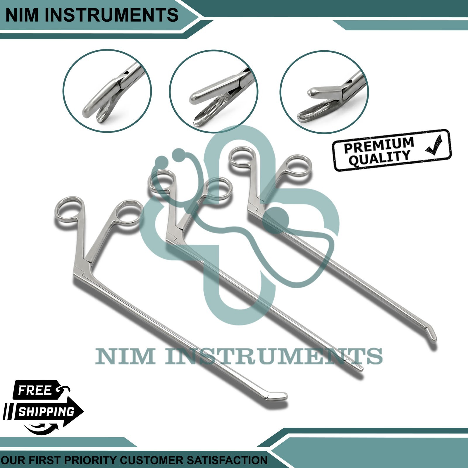 Laminectomy Cushing Pituitary Rongeur 3mm X 10mm Cup Jaws Set Straight Up Down