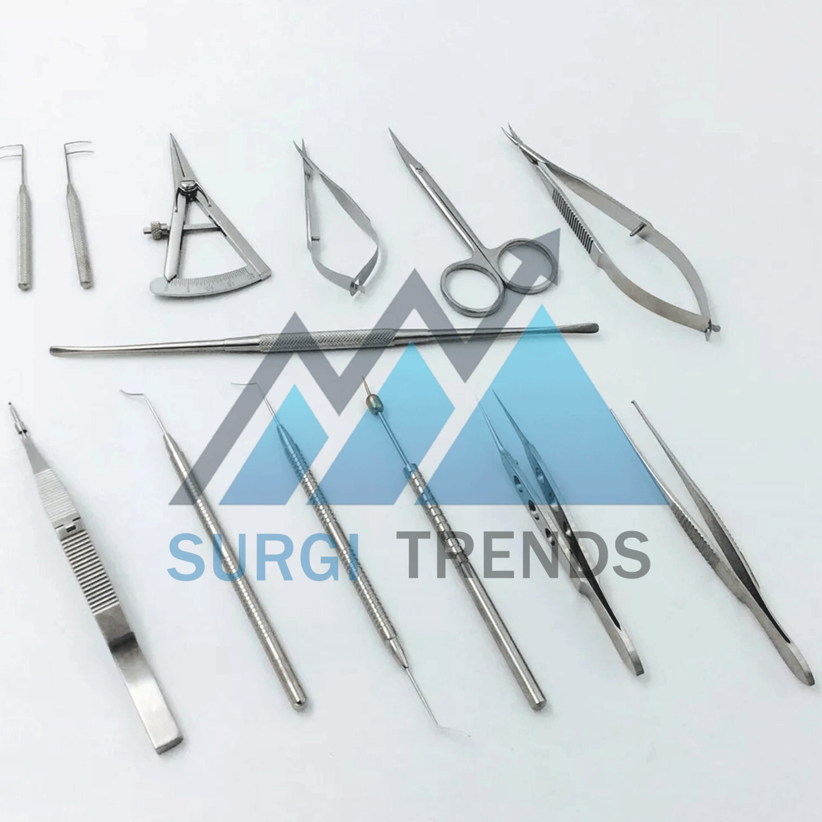 Glaucoma Surgical Instruments Kit Set Ophthalmic & Silicone Tray Stainless Steel