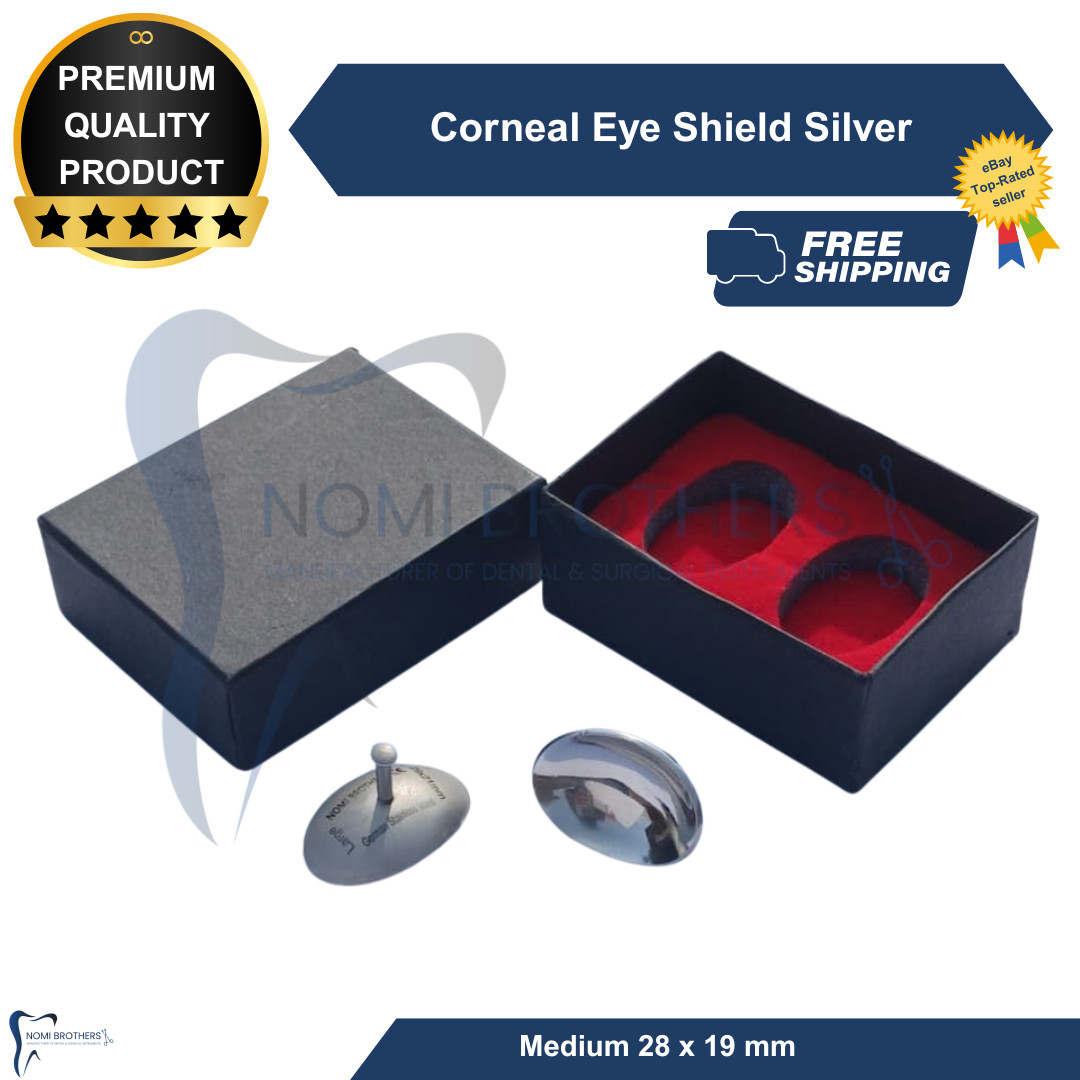 German Stainless Steel Corneal Shield Medium Autoclavable 28x19mm Eye Protector