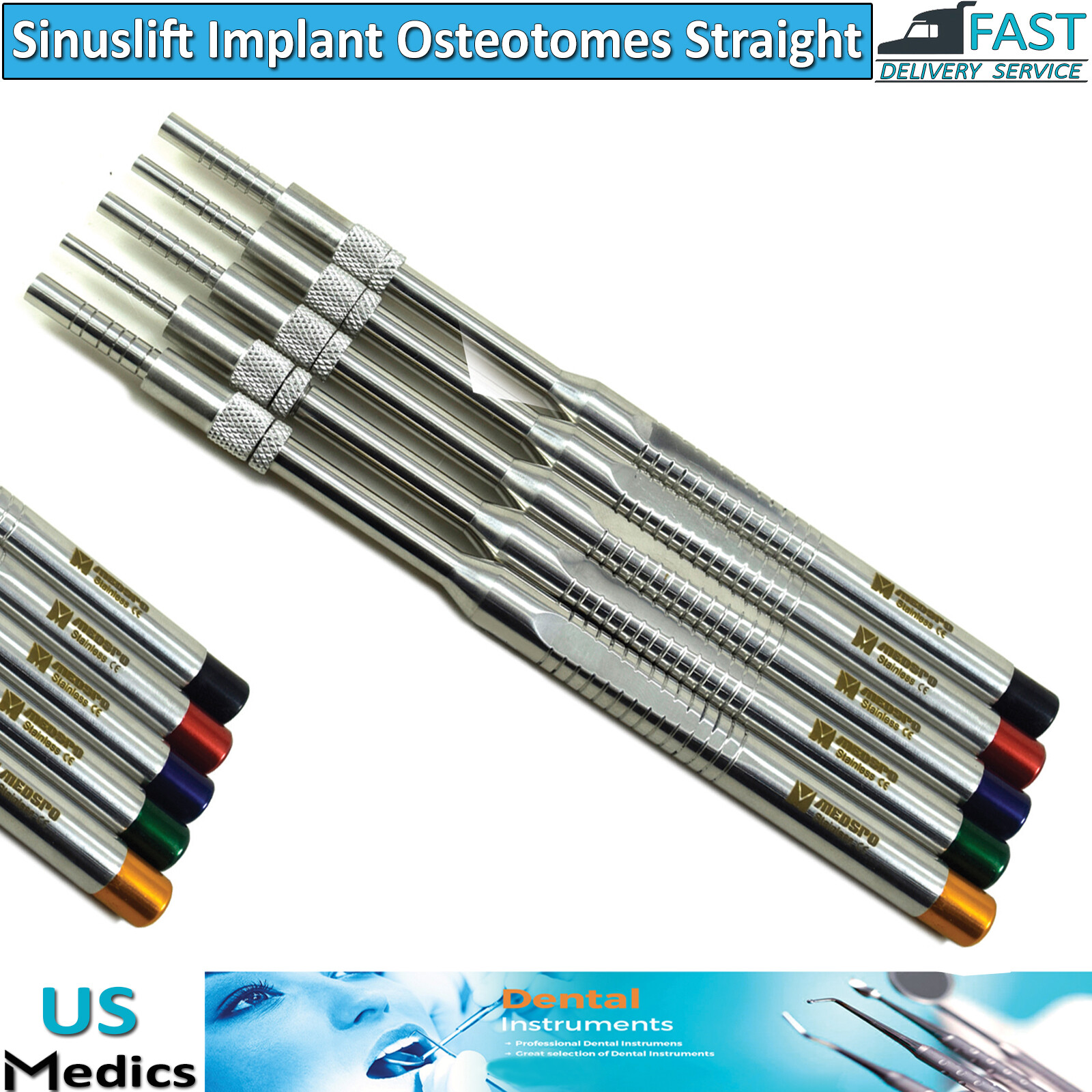 Bone Ridge Splitting Heavy Chisels Osteotomes Set Surgical Grafting Hammer NEW
