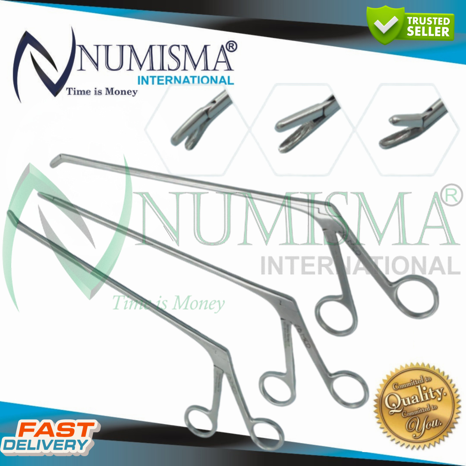 Laminectomy Cushing Pituitary Rongeur 3mm X 10mm Cup Jaws Set Straight Up Down