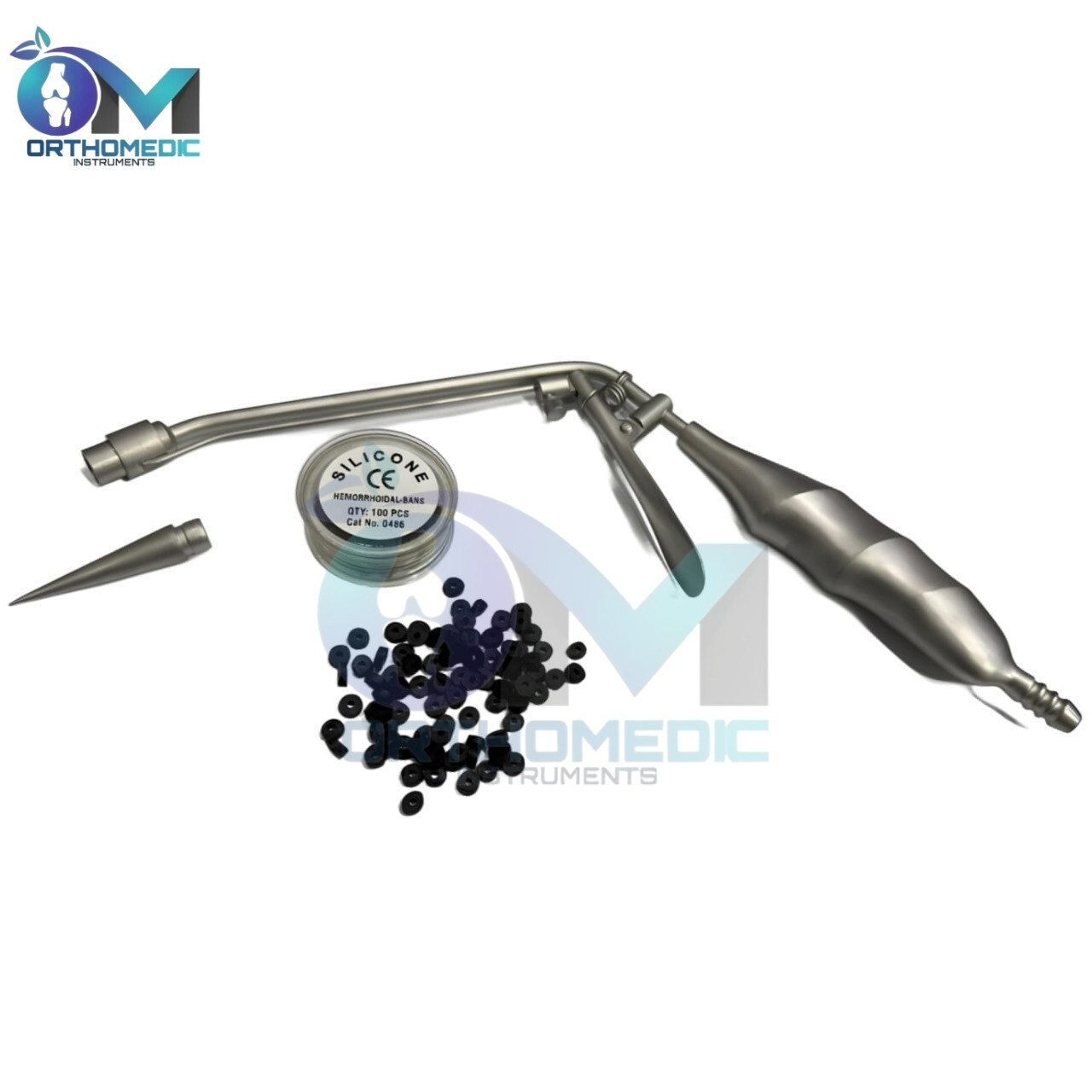 Hemorrhoid Suction Ligator Down Angle + Latex Bands NEW Surgical USA Instruments