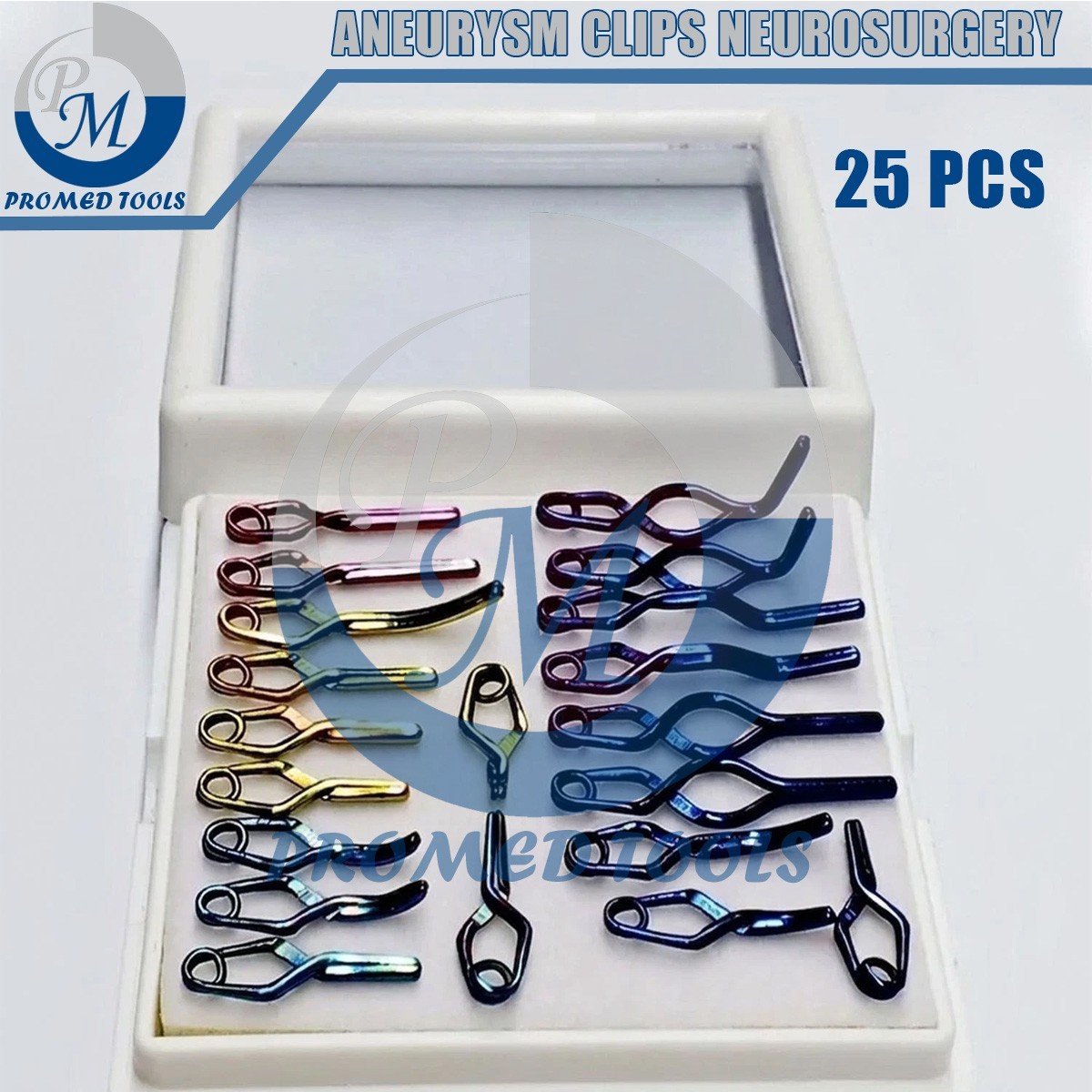 25 Pcs Aneurysm Clips Neurosurgery Premium Titanium Surgery Instrument Set