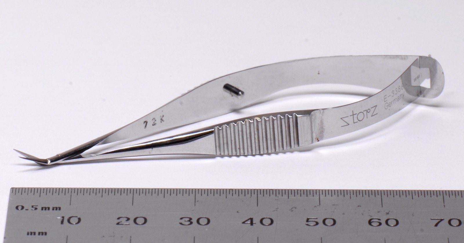 Storz #E-3388 Vannas Capsulotomy Scissors 3″ Angled Surgical Germany Stainless