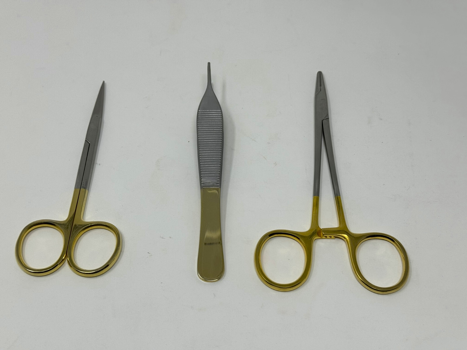 3 TC Surgical Instruments Adson Tissue Iris Scissors Webster Needle Holder