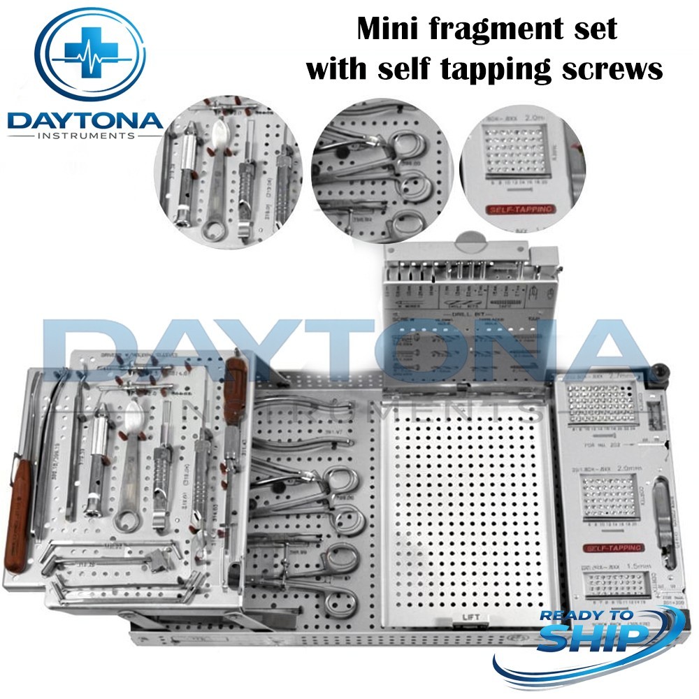 Mini fragment instrument set with self tapping screws