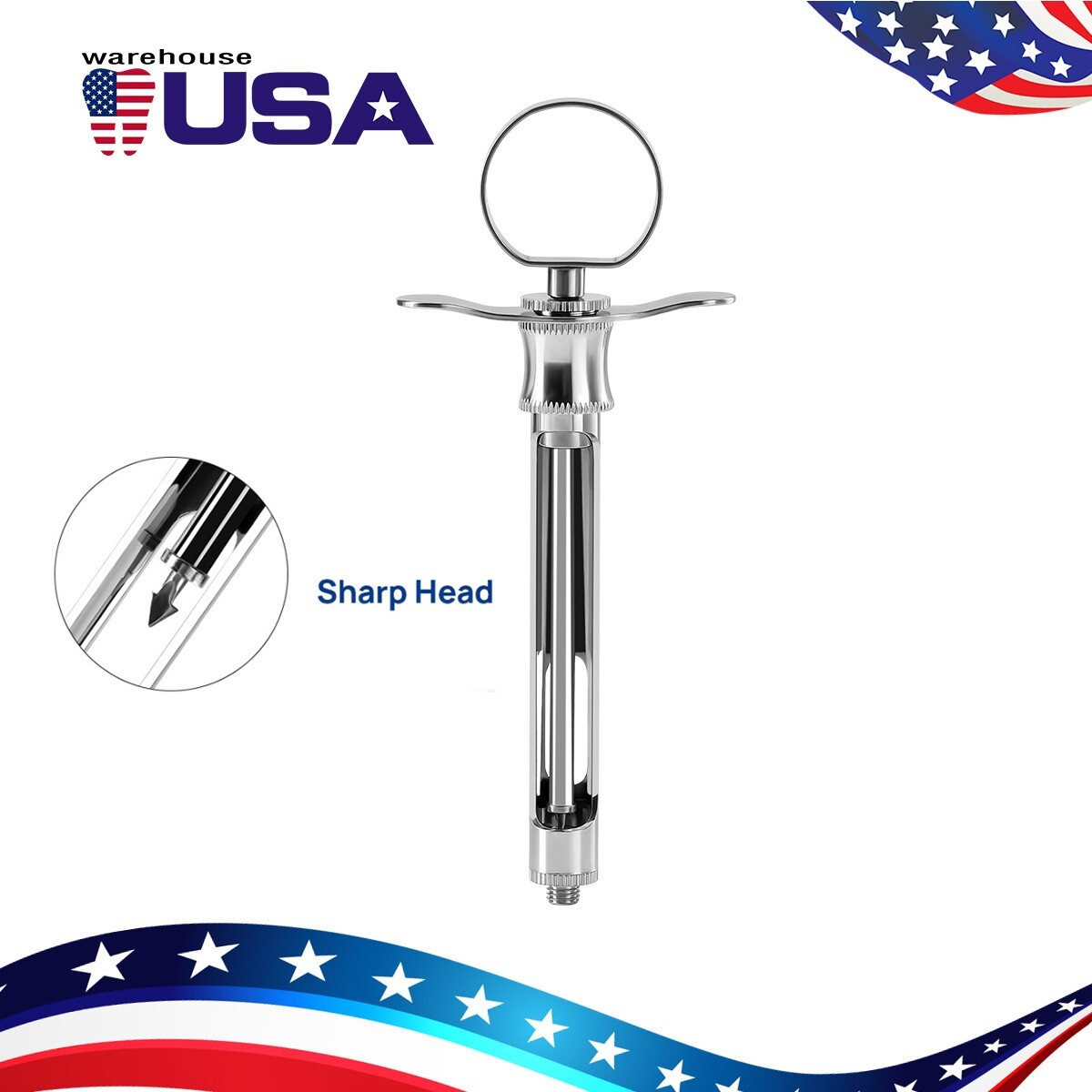 Dental Injection Syringe Sharp Head Instruments Tools Stainless Steel