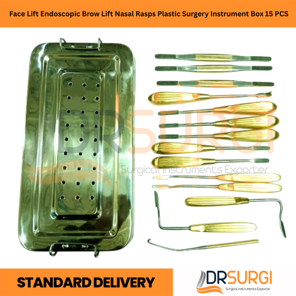 Face Lift Endoscopic Brow Lift Nasal Rasps Plastic Surgery Instrument Box 15 PCS