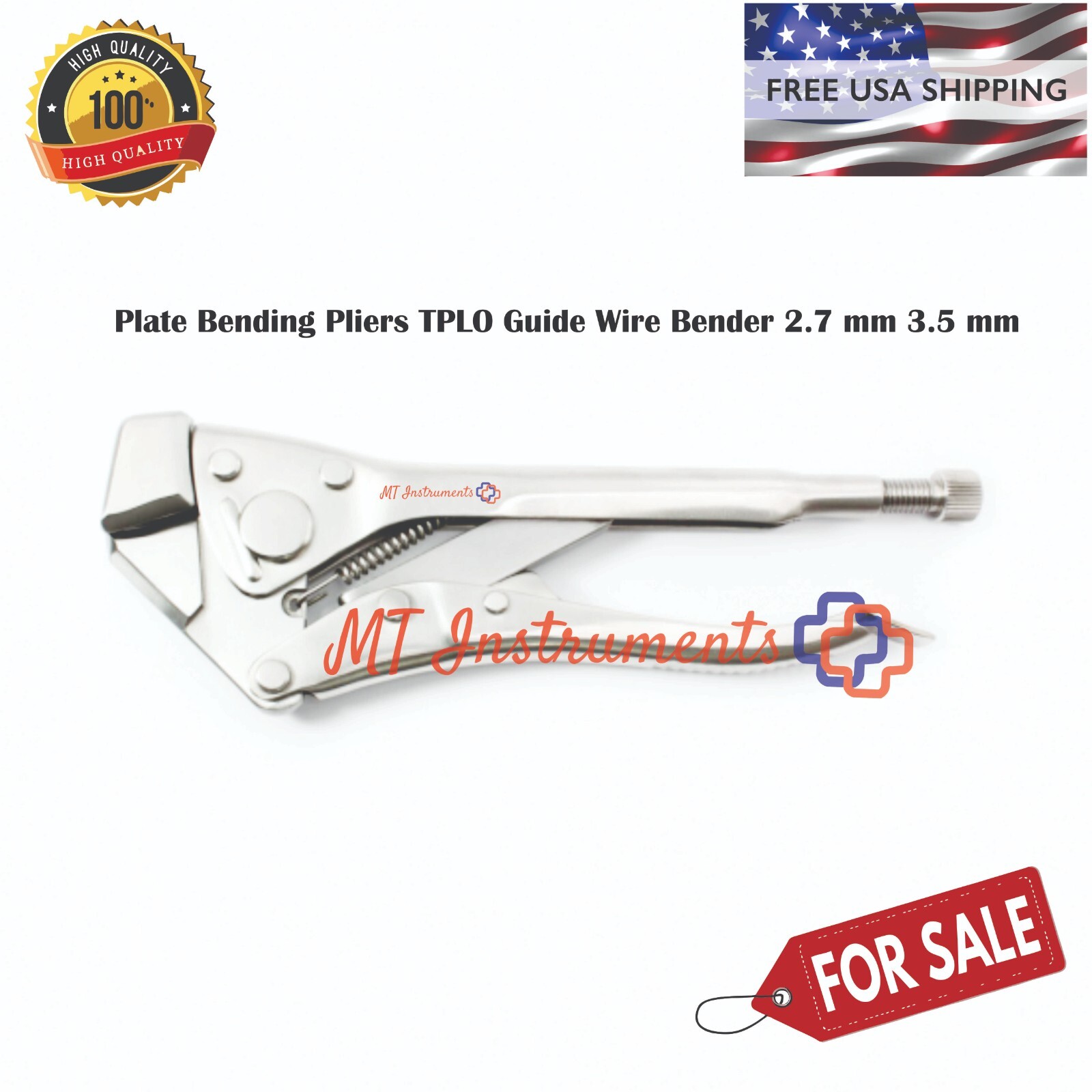 Plate Bending Plier TPLO Guide Wire Bender 2.7 mm 3.5 mm German Stainless Steel