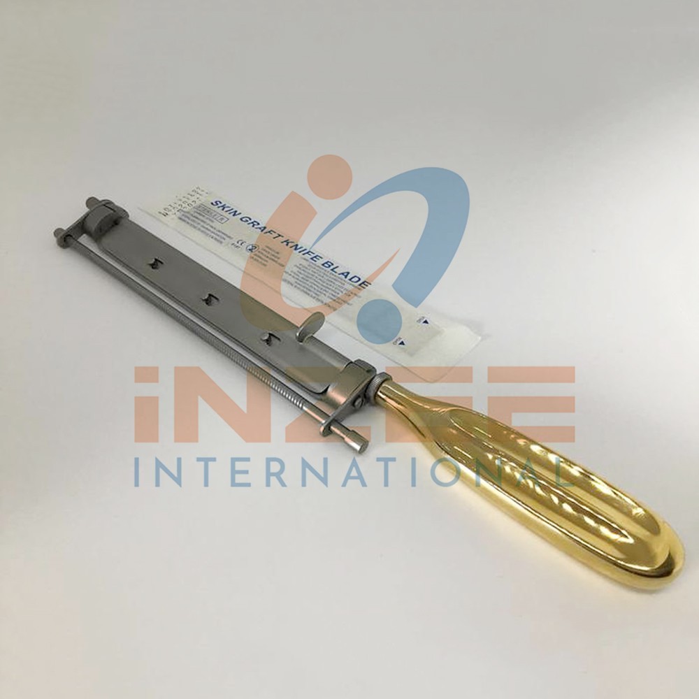 Humby Skin Grafting knife With Blade Gold Hnadle Orthopedic Surgical By Inzee