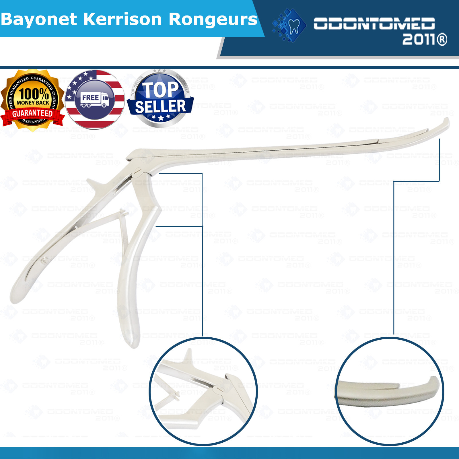 ODM Bayonet Kerrison Rongeurs 45° Curved Up 3mm Surgical Instruments