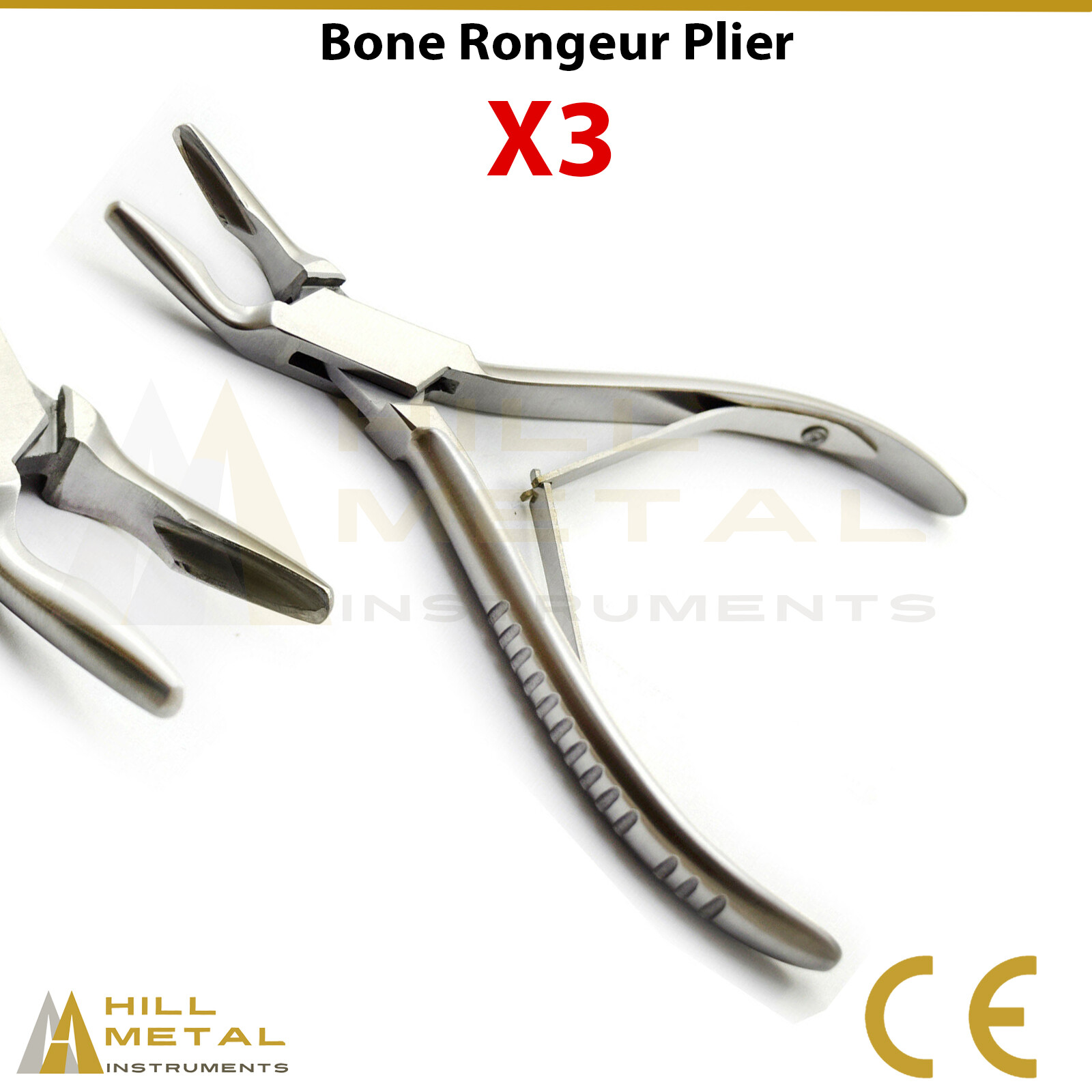 Set Of 3 Bone Rongeur Double Spring Pliers Veterinary Surgical Dental Instrument