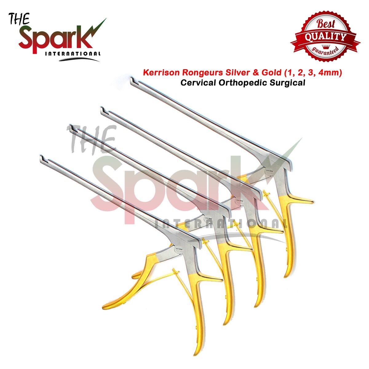 Kerrison Rongeurs Silver & Gold (1, 2, 3, 4mm) Cervical Orthopedic Surgical