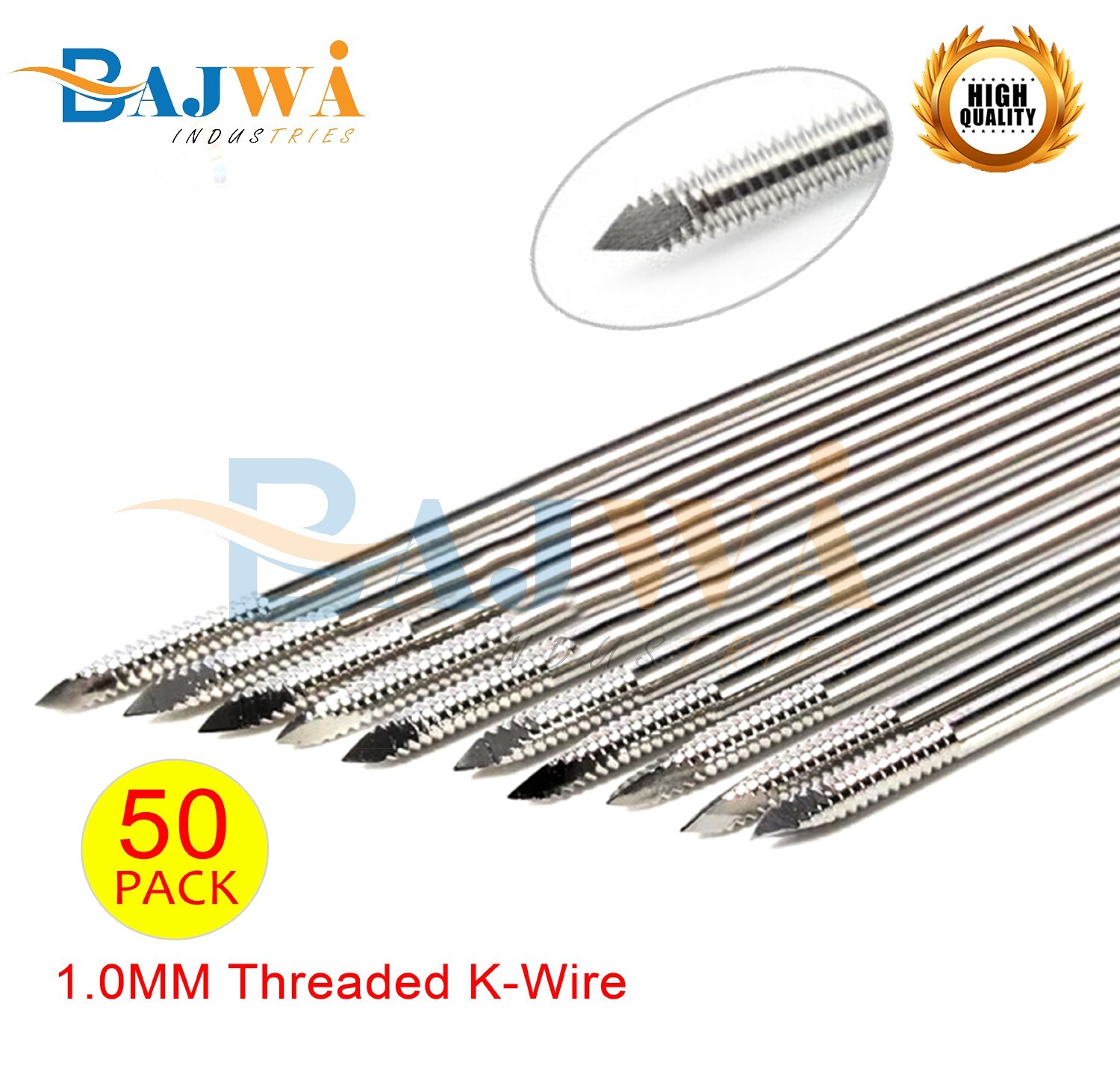 50pcs Orthopedic Kirschner Threaded K-Wire 1.0mm Kirschner Wire Pins Veterniary