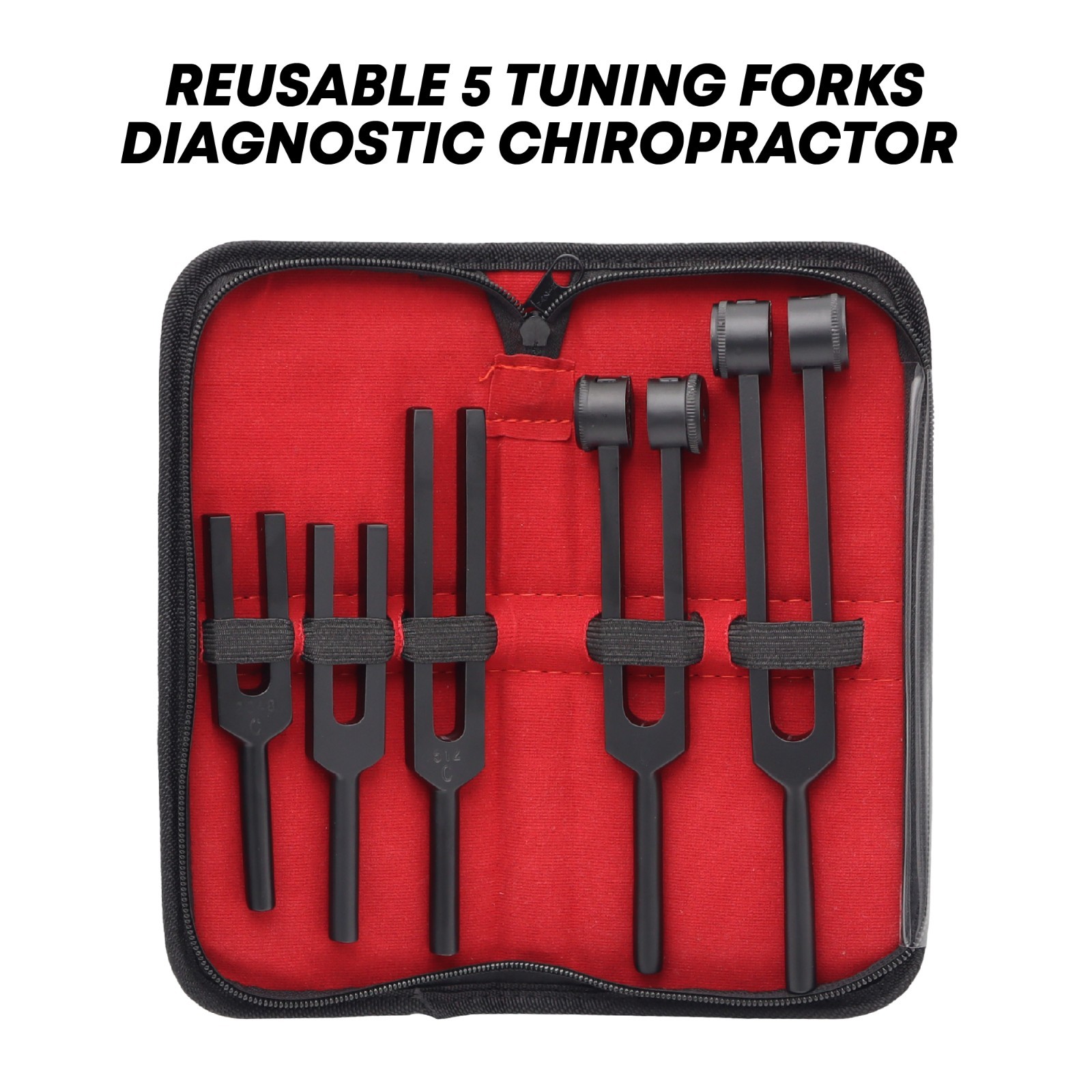 5 Pcs Black Insulated Tuning Forks Diagnostic Set Neurological Instrument German