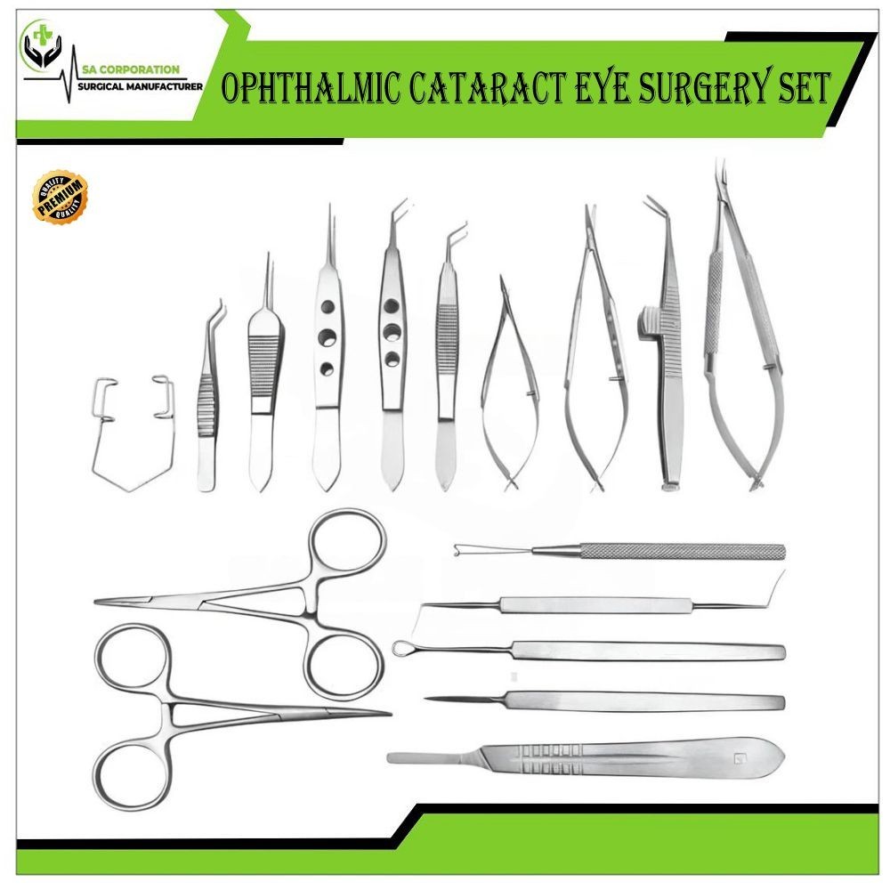Cataract Eye Surgery Set of 17 Pcs Stainless Steel Ophthalmic Instruments
