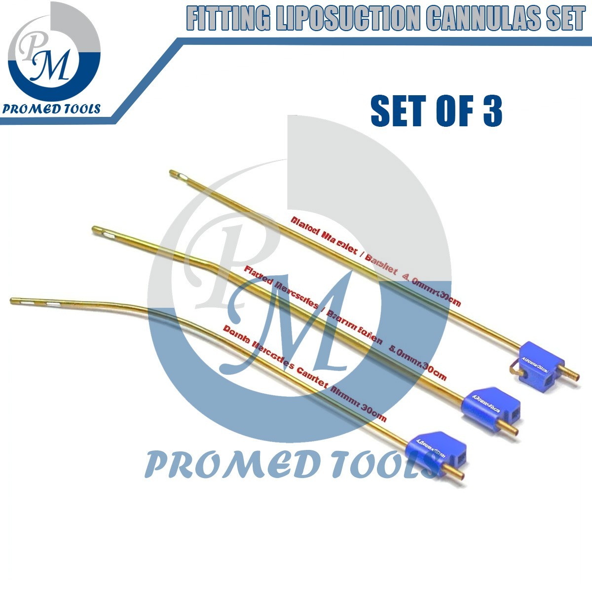 (Set of 3) MicroAire Pal Type Fitting Liposuction Cannulas Set