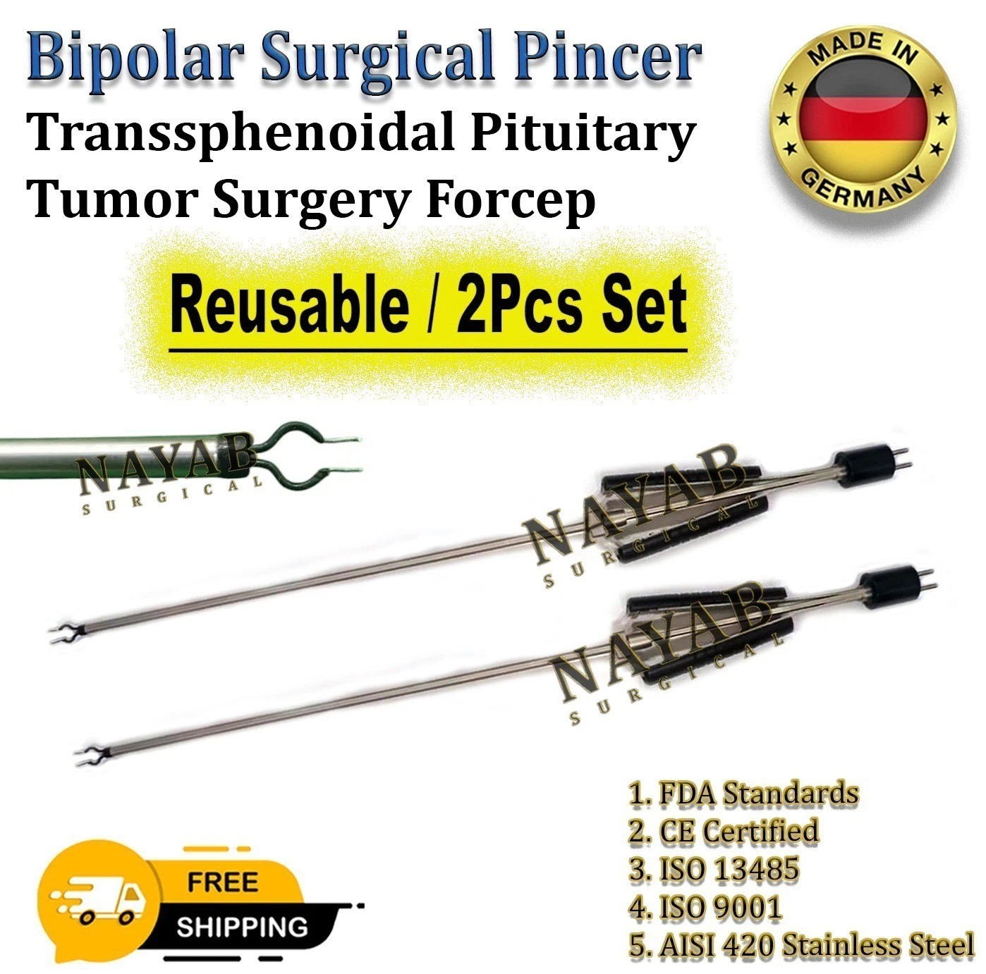 Bipolar Surgical Pincer – Transsphenoidal Pituitary Tumor Surgery Forcep & Cable