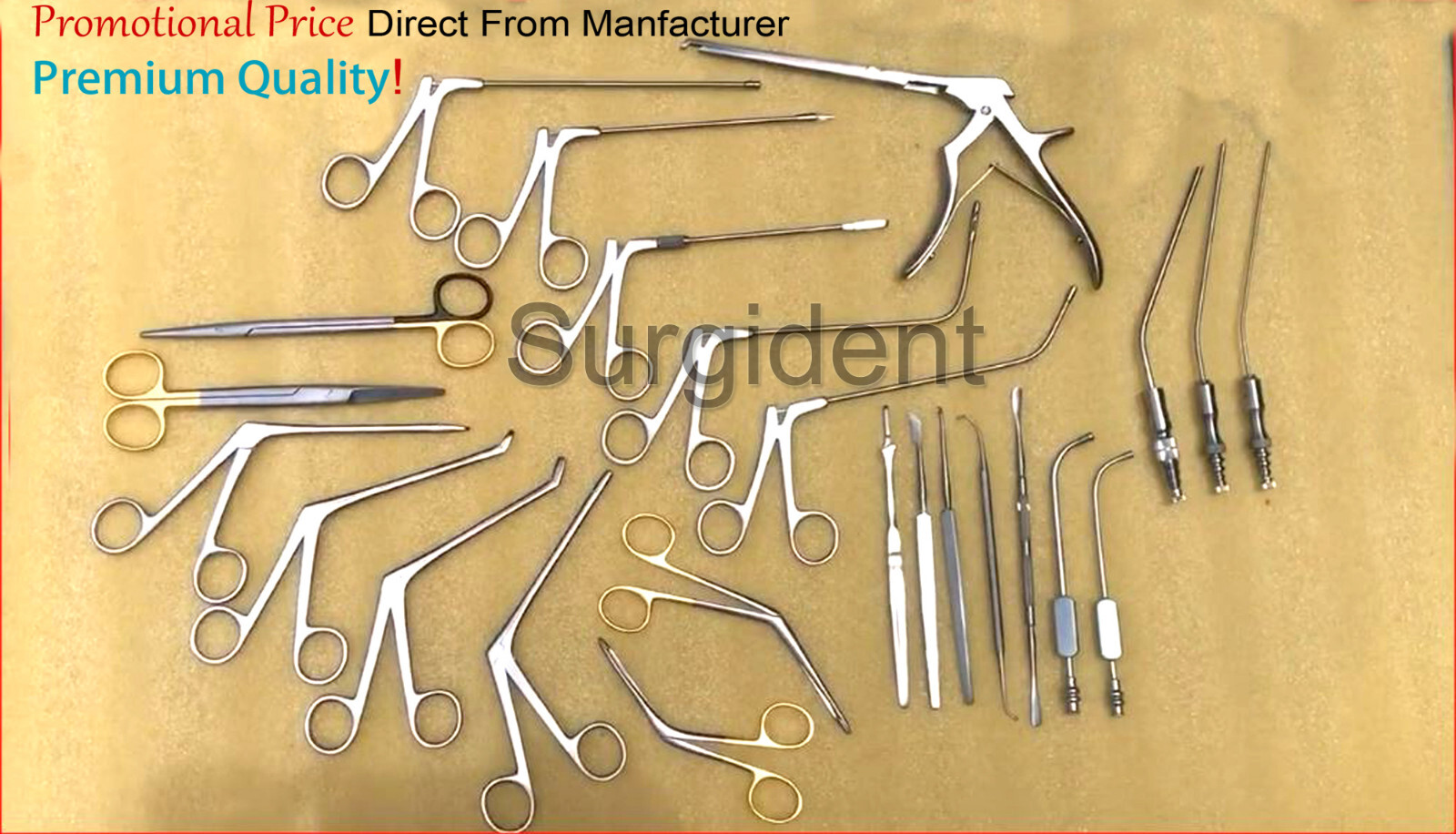 FESS INSTRUMENTS SET, ENDOSCOPIC SINUS SURGERY, ENT SURGICAL A+ GERMAN STEEL SET