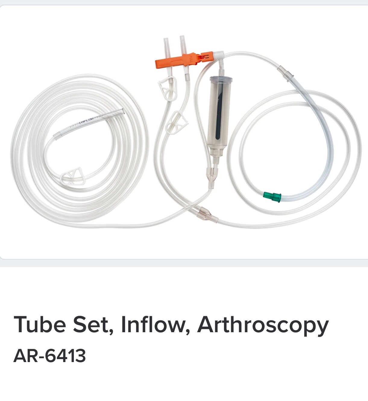 ARTHREX AR-6413 Inflow Tube Set, For Continuous Wave 4 Arthroscopy Pump. One Pcs