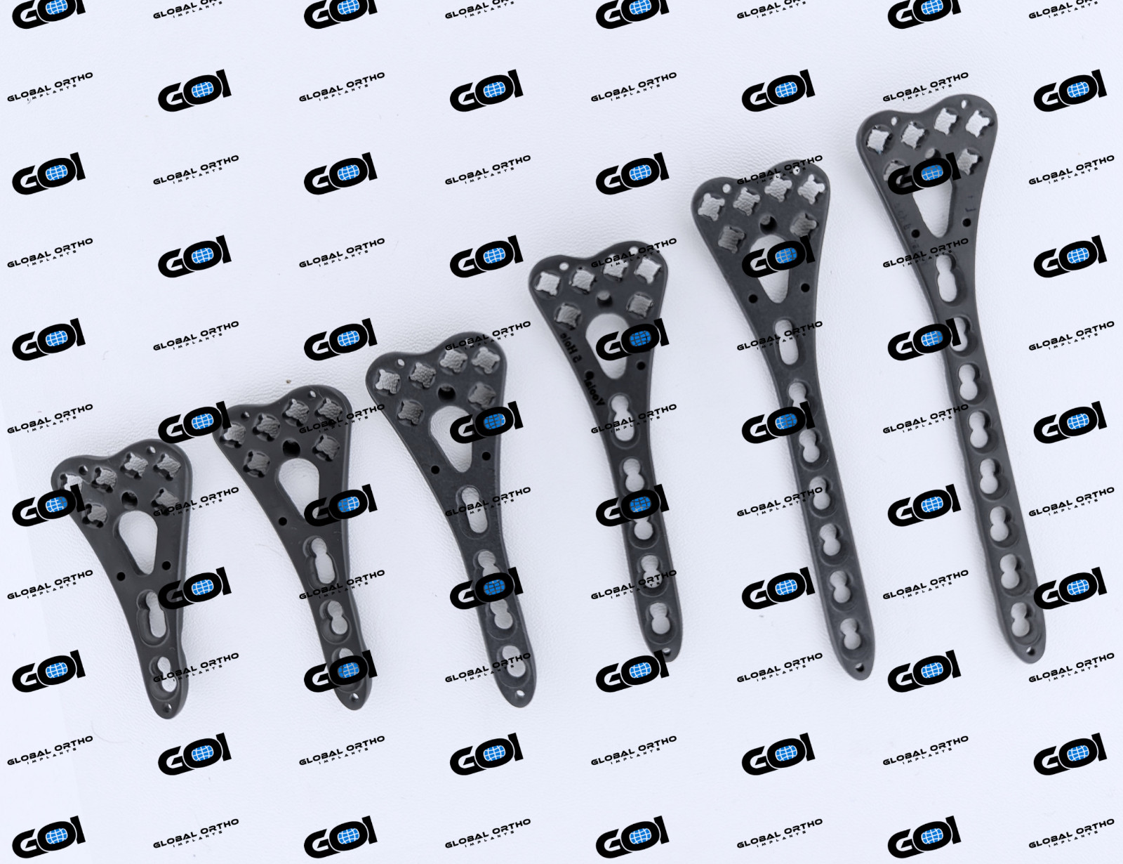Titanium Volar Plate 2.4mm Dia 2-7 Coaxial Locking Hole Standard 12 Pc Set