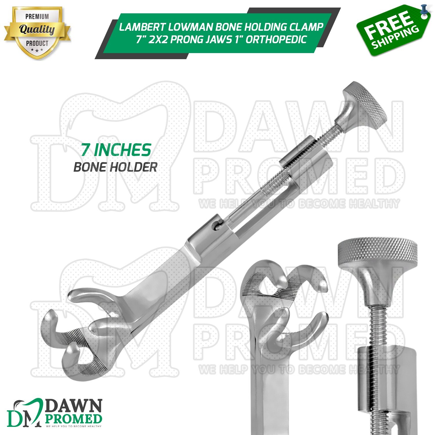 Lambert Lowman Bone Holding Clamp 7″ 2×2 Prong Jaws 1″ Orthopedic Instruments