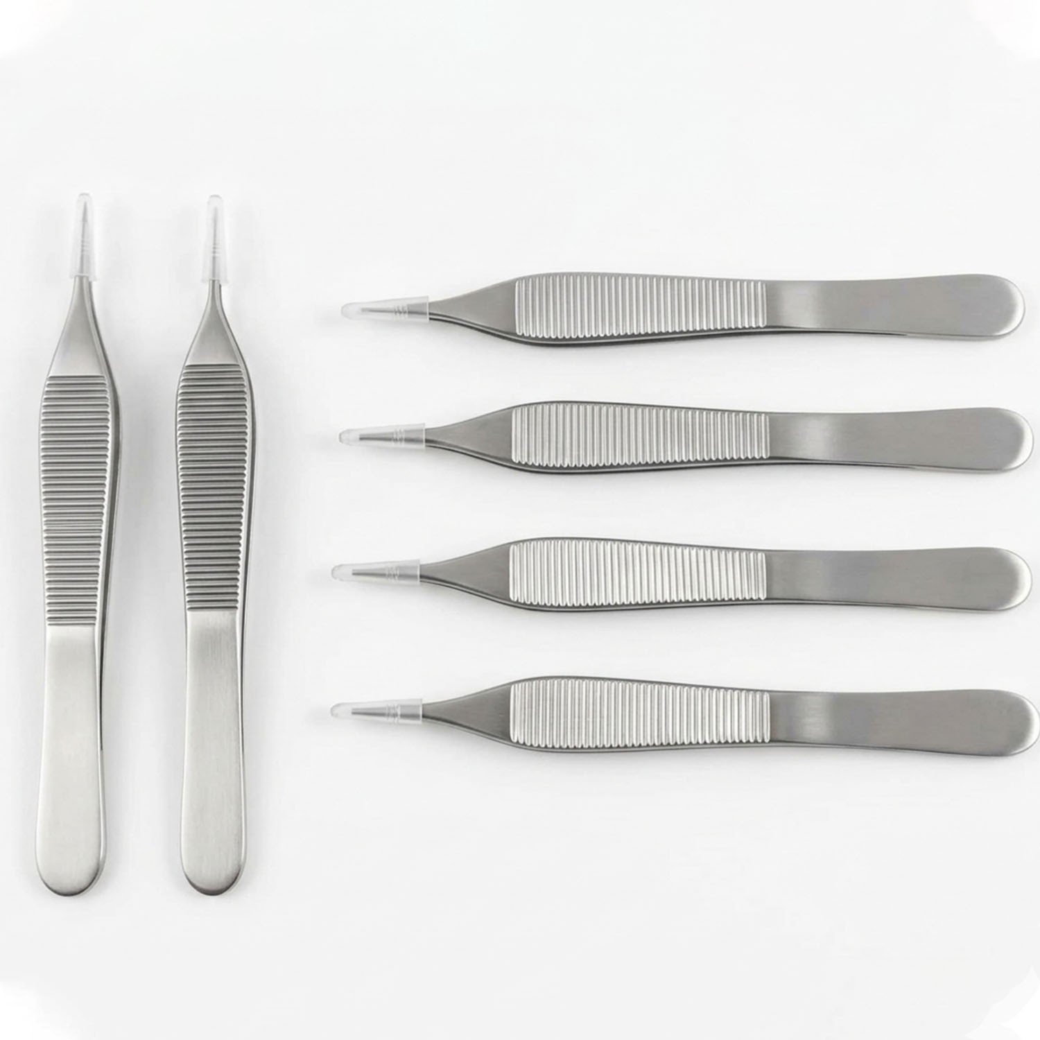 LOT OF 6 V. Mueller NL1411 Adson Micro Tissue Forceps, 1 x 2 Teeth, 4.75″