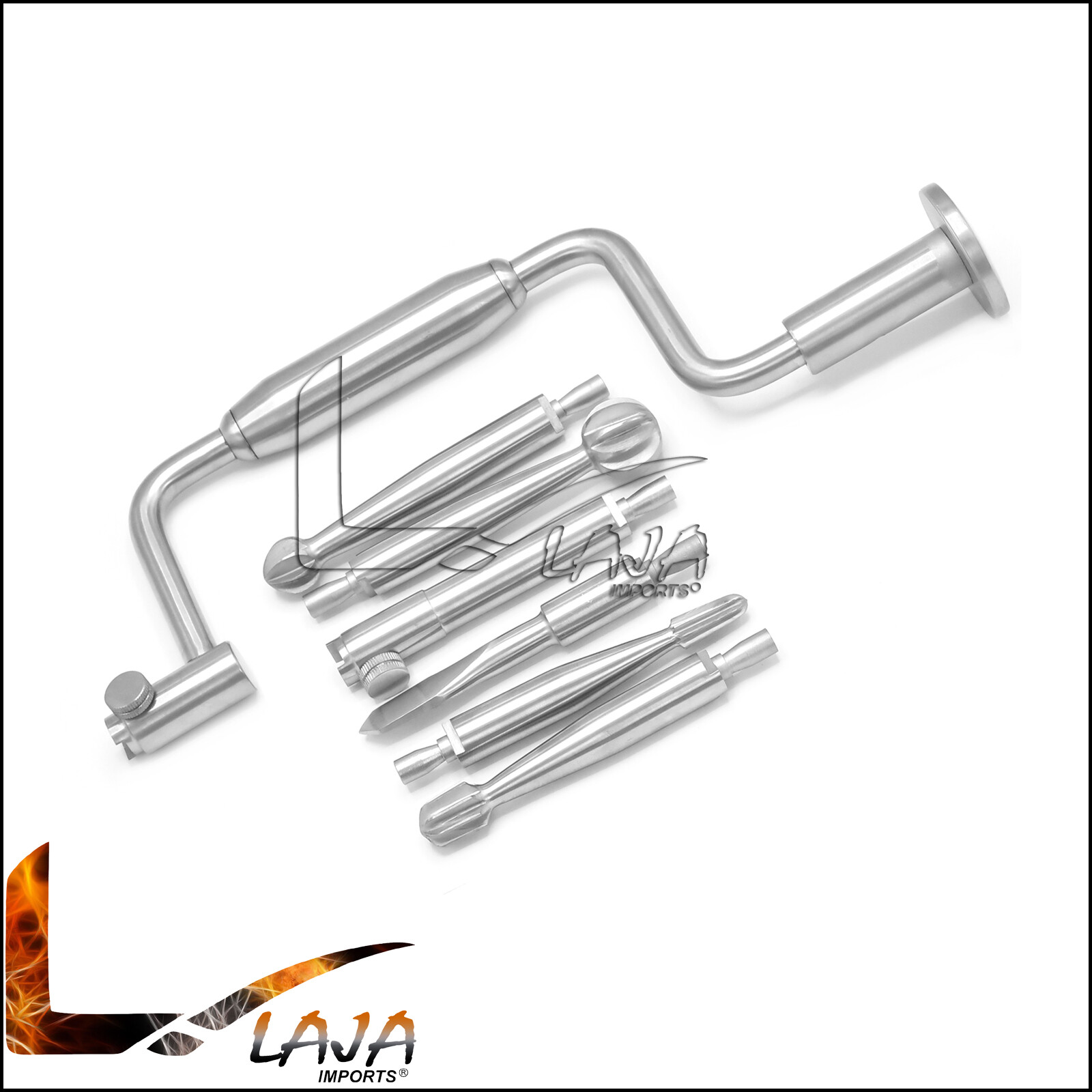 Hudson Hand Drill Brace With 5 Burrs and 1 Extension Piece , Complete Orthopedic