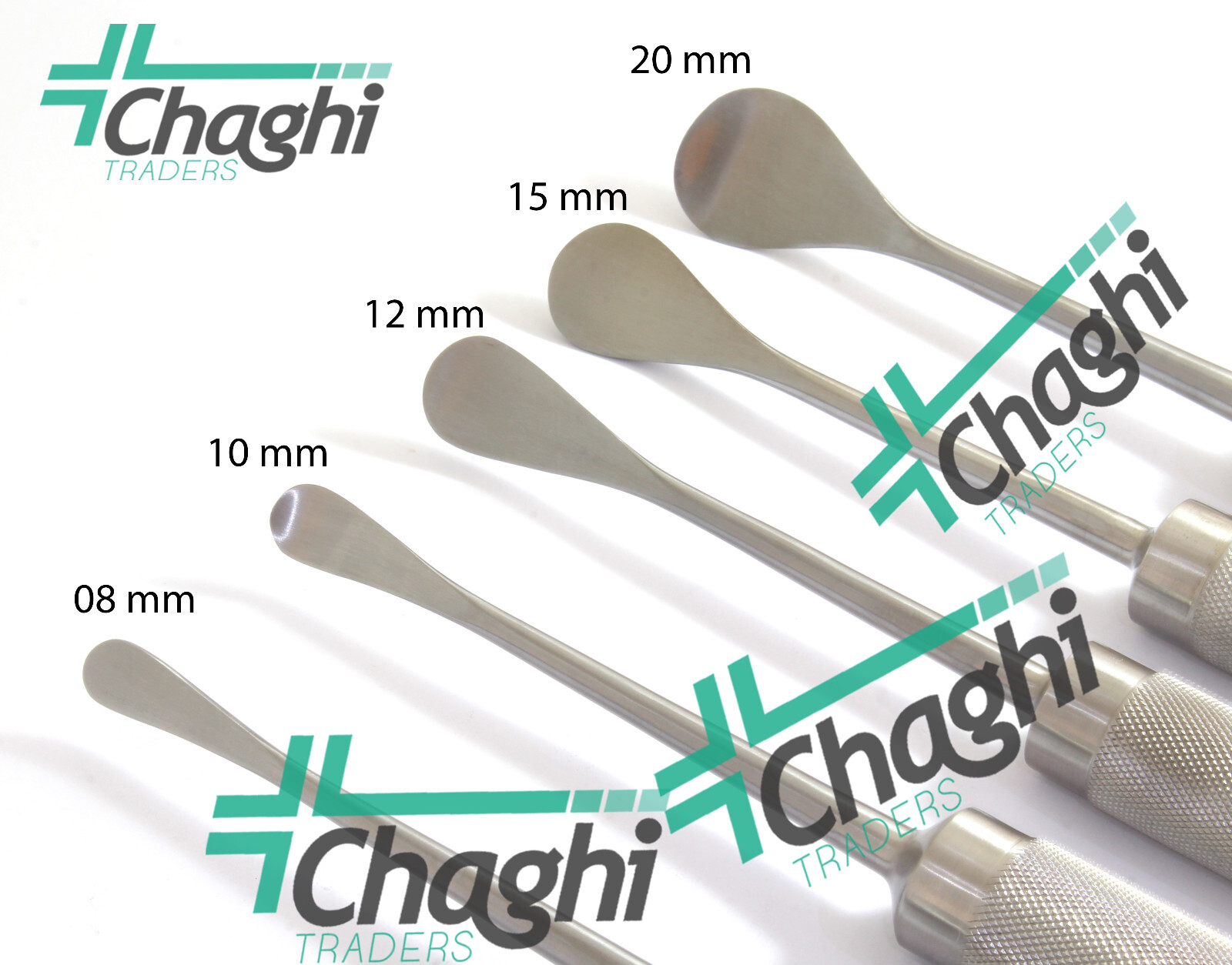 Spinal Elevator Sharp 28 cm Knurled Handle 8mm to 20mm 5 PCs Surgical orthopadic