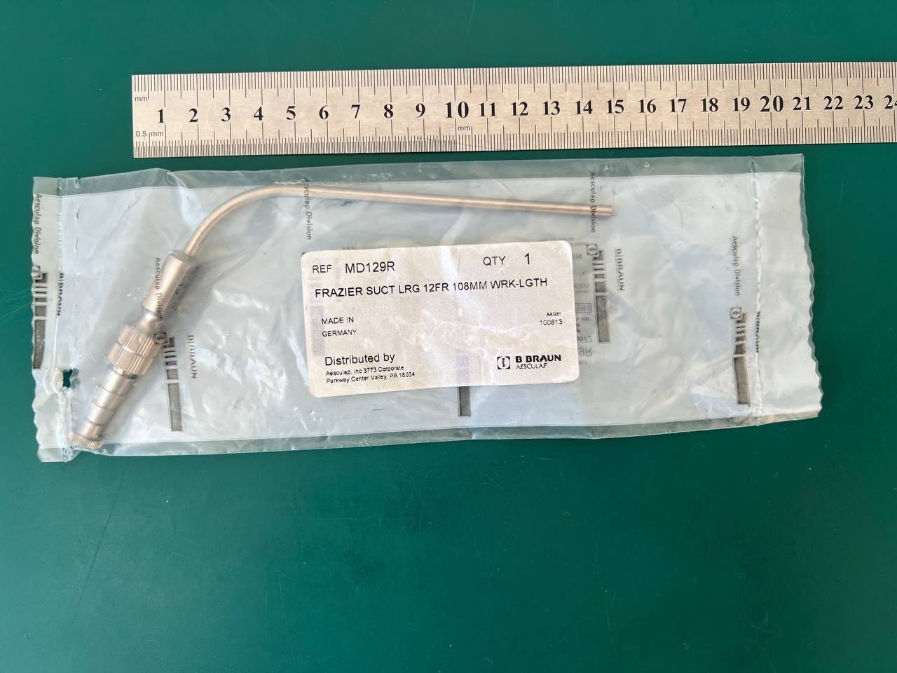 Aesculap MD129R Baron Suction Tube 12 FR Frazier Suction Tube 12fr x 4.5″