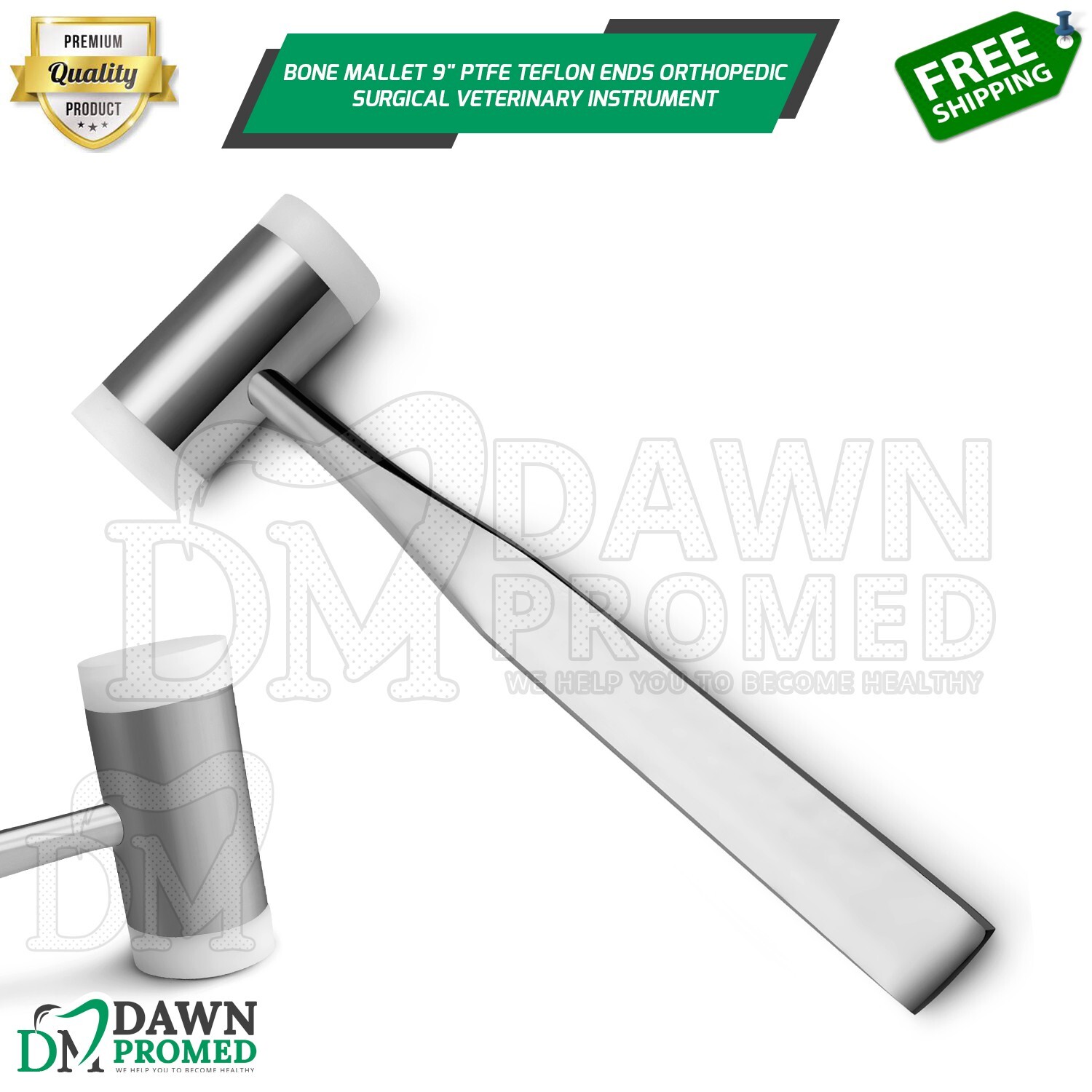 Bone Mallet 9″ PTFE Teflon Ends Orthopedic Surgical Veterinary Inst German Grade