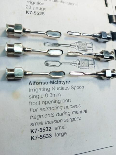 Opthalmic Alfonso-Mclntyre irrigation nucleus Spoon cannula 0.3mm