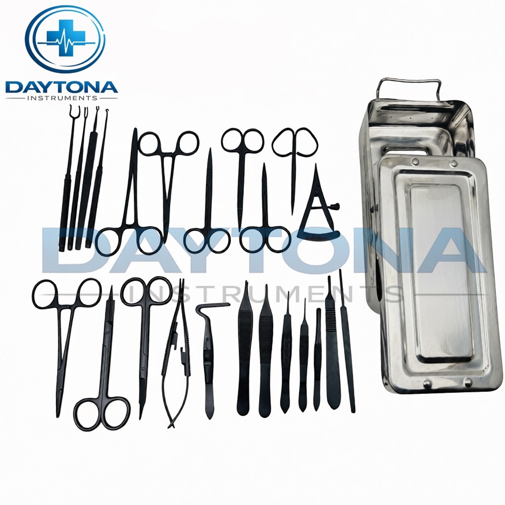 Blepharoplasty Instruments Set – Black | Plastic & Eye Surgery Kit with Box