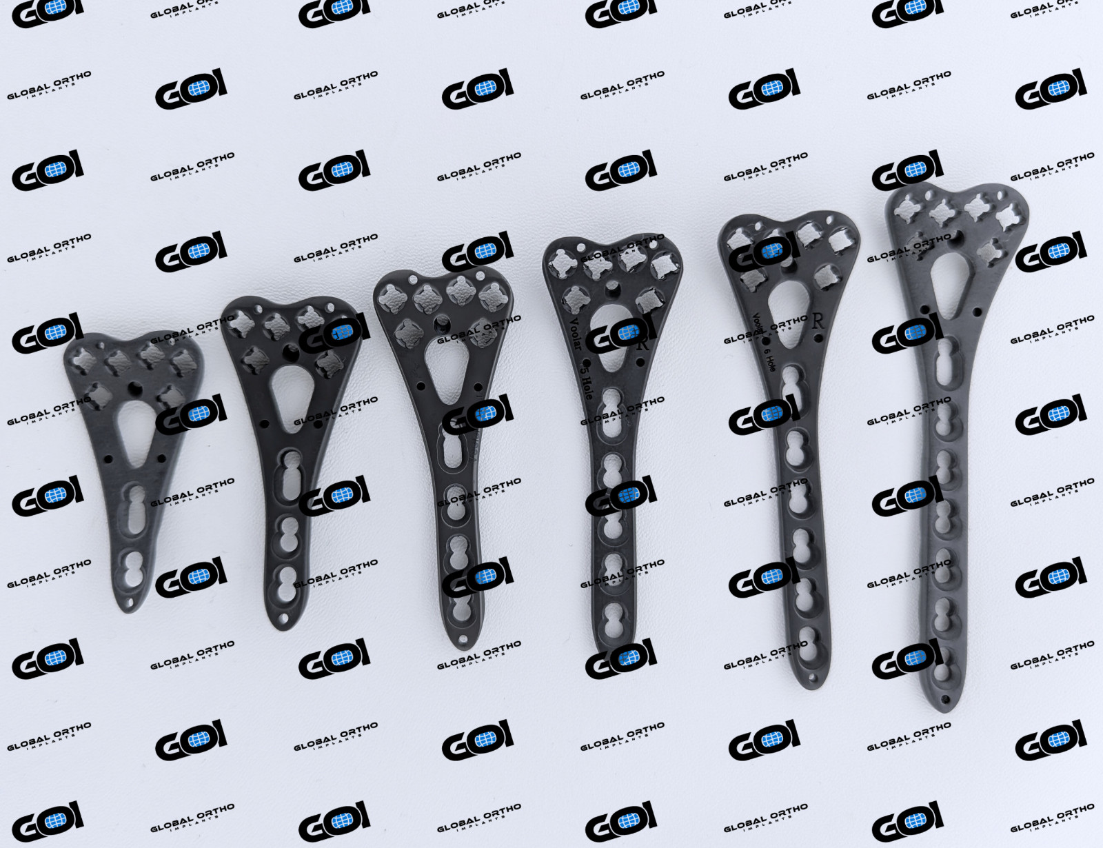 Titanium Volar Plate 2.4mm Dia 2-7 Coaxial Locking Hole Standard 12 Pc Set