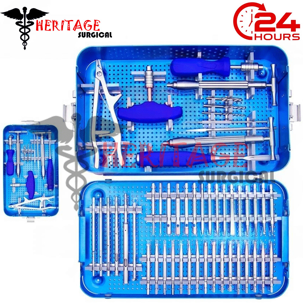 Broken Screw Removal Set with Sterilization Box of 49 Pcs Orthopedic Instruments