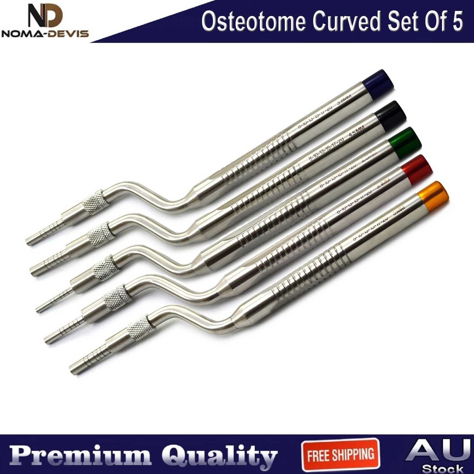 Implant Osteotome Curved Set Of5 Concave Tip Sinus Lift Bone Grafting Instrument