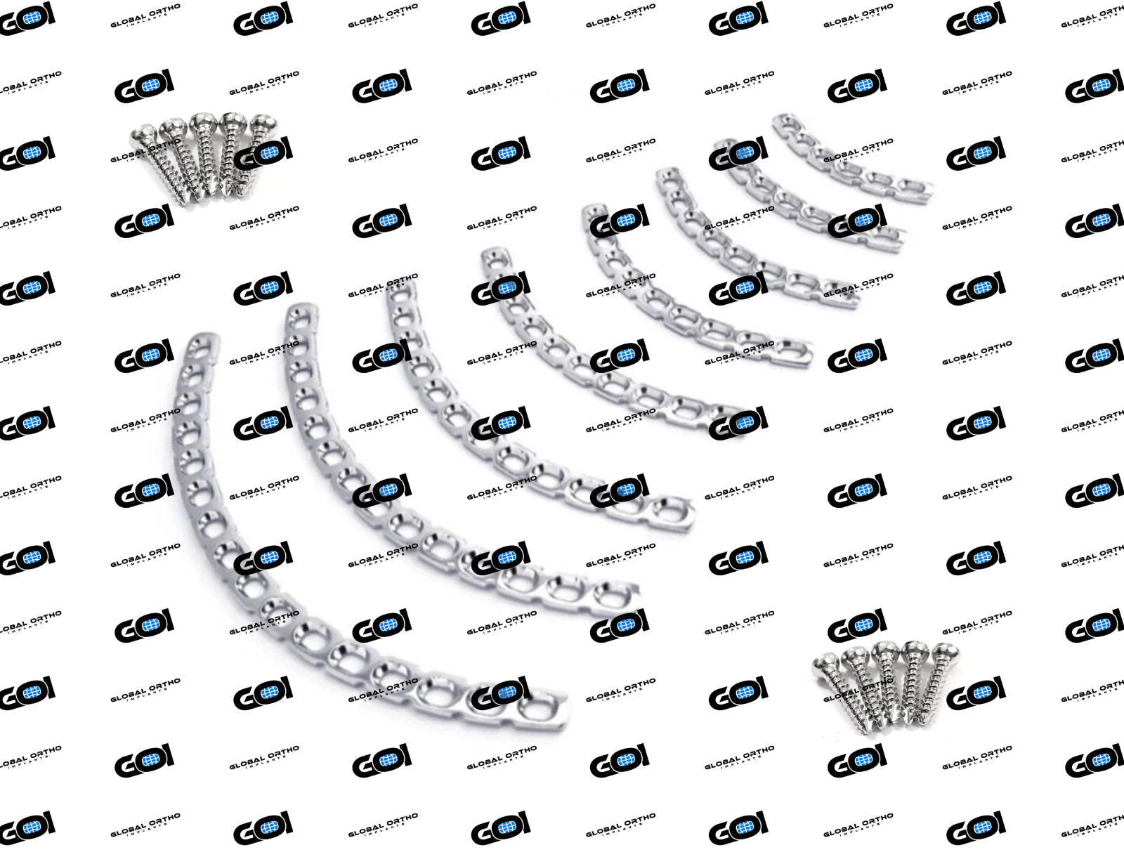 3.5mm Narrow Curved Plates 6-14 Hole w/ Fastener 86 Pcs SS 316L CNC Made OEM Kit