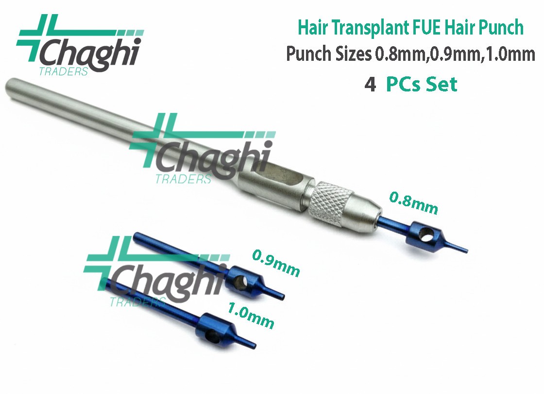 Hair Transplant FUE Hair Punch KIt Punch Sizes 0.8mm,0.9mm,1.0mm 4 PCs Chaghi Tr