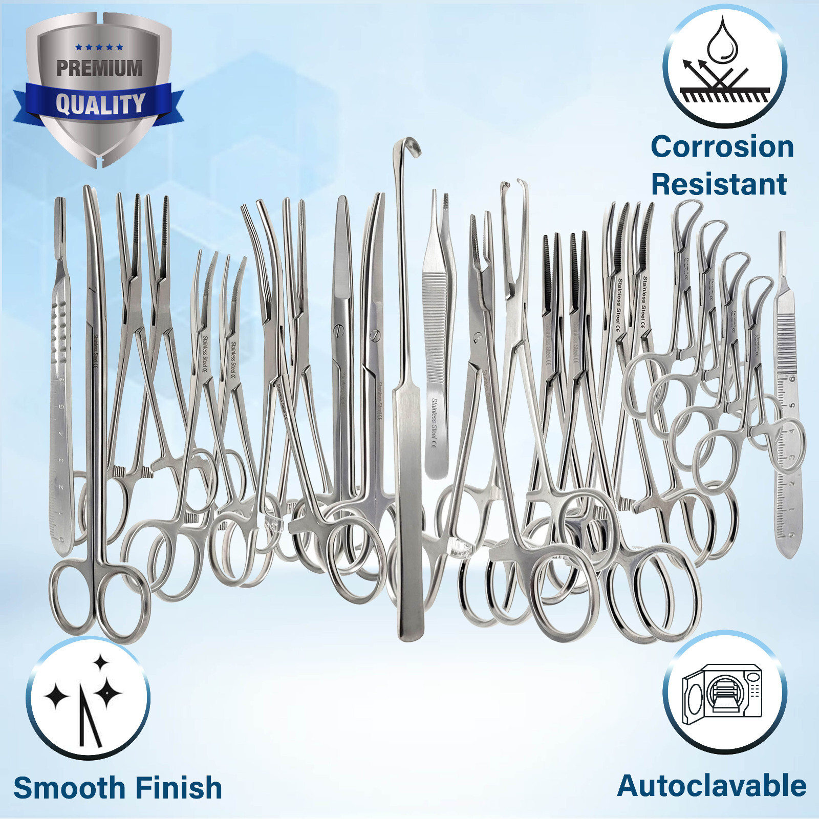 43 Pcs Bitch Spay Pack Kit Set Surgical Veterinary Instruments German Grade CE