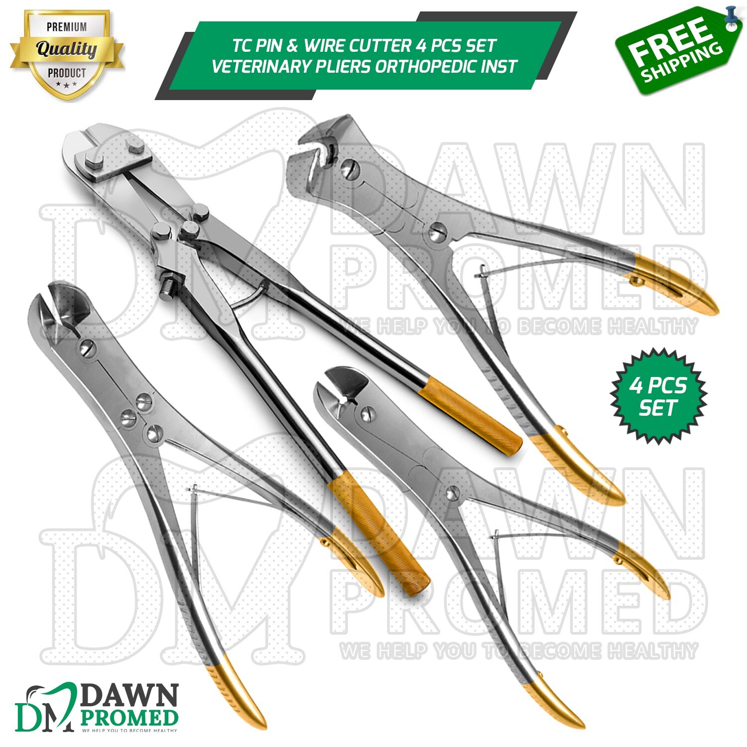 TC Pin & Wire Cutter 4 Pcs Set Veterinary Pliers Orthopedic Instrument German Gr