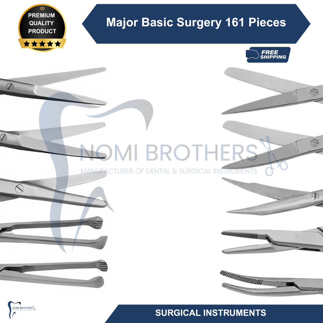 161 Pcs Major Basic Surgery Set Surgical Instruments Kit German Grade CE