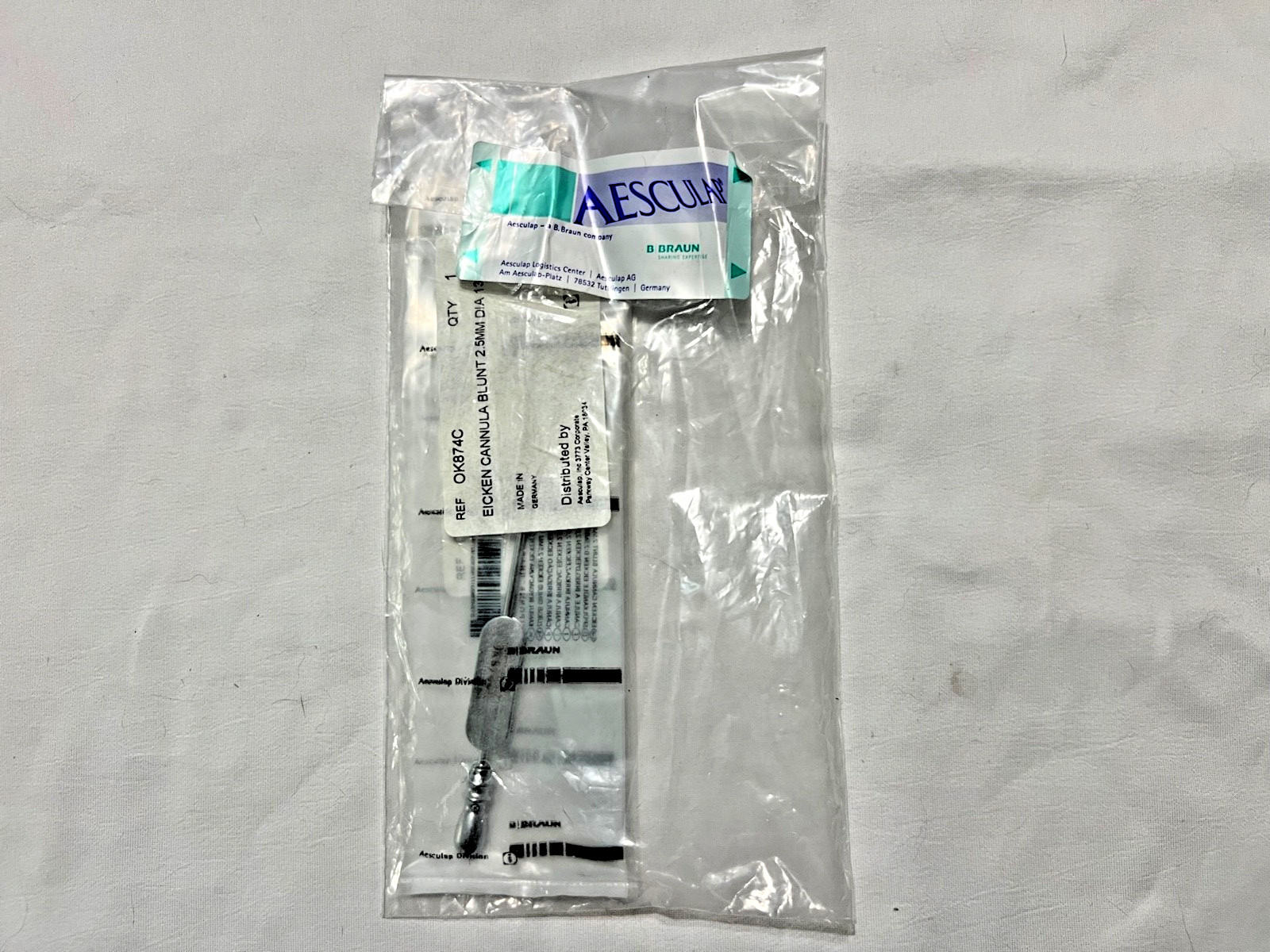Aesculap OK874C Eicken Irrigation Blunt Cannula 2.5mm X 5″ Length