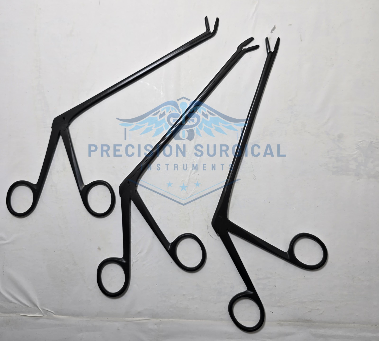 Set of 3 Pituitary Rongeurs 3mm x 10mm Straight Up Down 7″ Black Coated